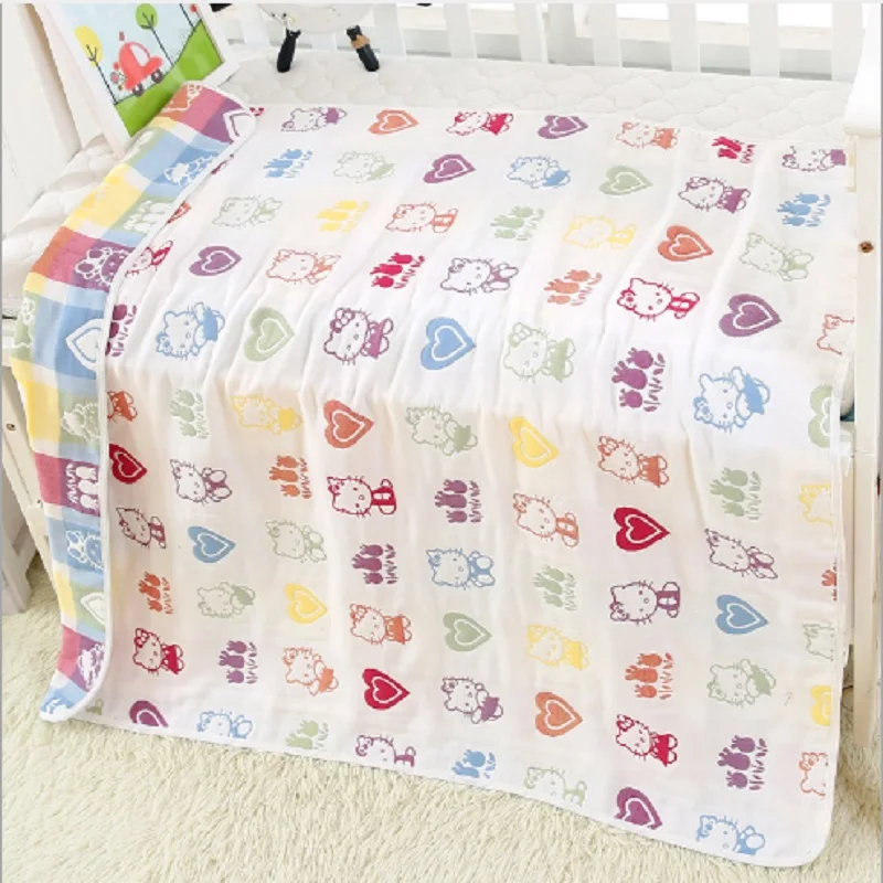 Детское одеяло муслиновое, уплотненное, 6 слоев хлопка, одеяла для младенцев, пеленальный конверт, обертка для новорожденных, детское постельное белье, одеяло s 120*150 см