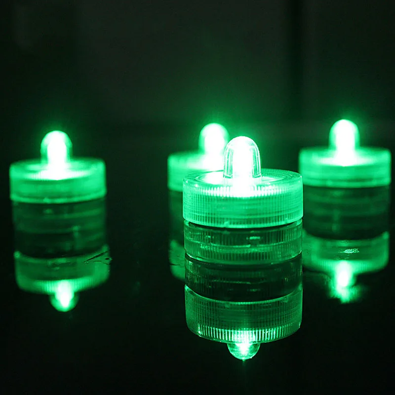 12 шт./лот водонепроницаемый небольшой поворотный переключатель светодиодный погружной свечи электронный мигающий светильник Свадебные украшения - Цвет: Green