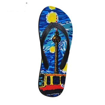

Customized Beach Slippers Flip Flops Mens Oil Van Gogh Galaxy Slippers EVA Men Shoes Summer Sapatos Hembre Sapatenis Masculino