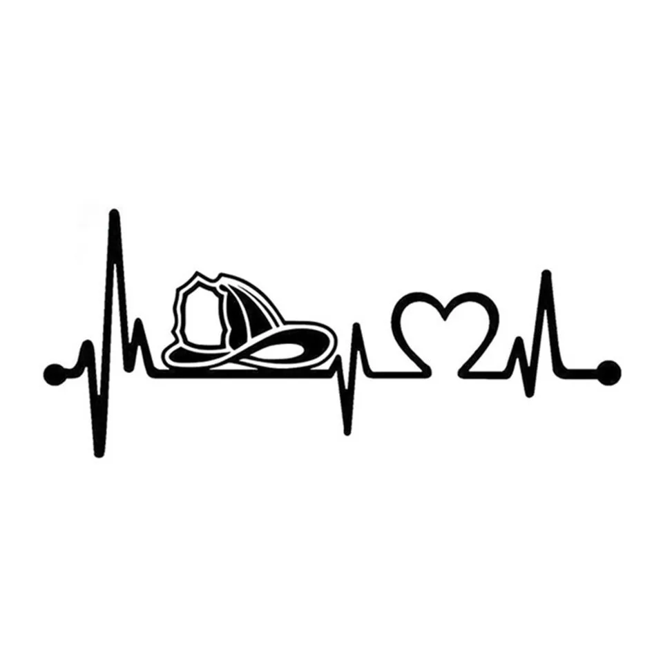 Sticker For Car Firefighter Fireman Helmet Heartbeat Lifeline Car Sticker Vinyl Car Styling Car Decoration Sticker 20.3cm8.9cm  (1)
