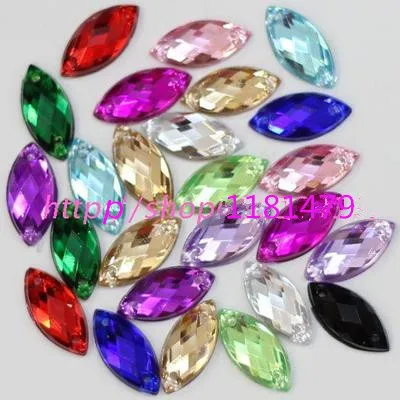 

100pcs Flatback Acrylic Horse Eye Sewing Rhinestone Button Sew on beads Decorative Accessories