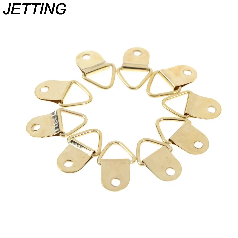 100pcs Strong Metal D Rings with Screws Picture Frame Hanging Hooks Photo Hanger