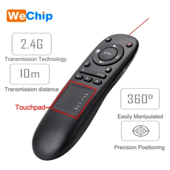 

Wechip 504t 2.4G Wireless Presenter Pointer air mouse RF Remote Control Laserfor Multifunctional PowerPoint with Touchpad Mouse