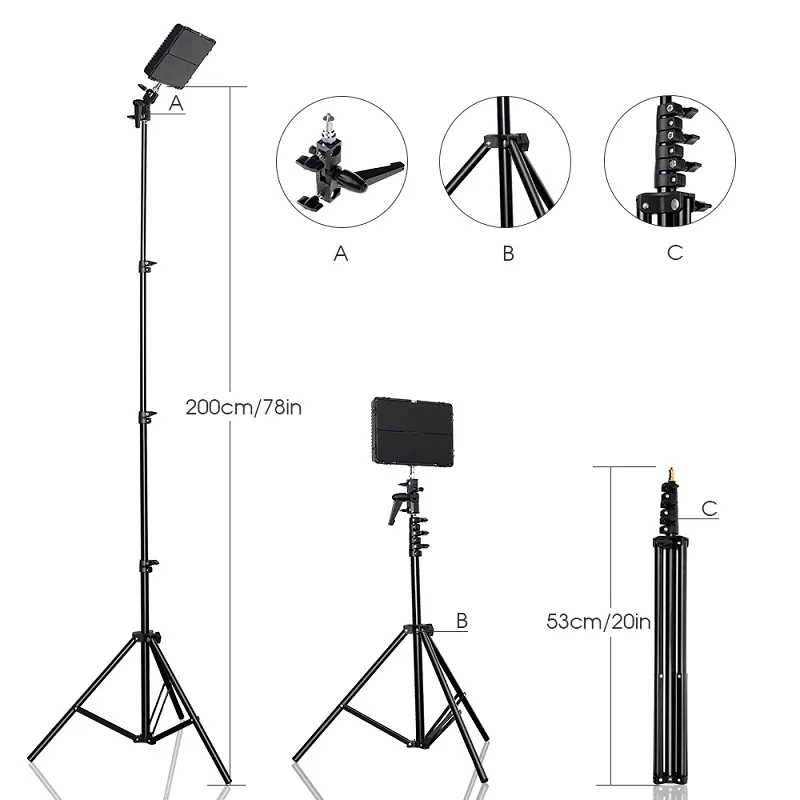 SAMTIAN Video Light TL 600S 2Sets LED Photo Studio Kit Dimmable 600pcs Panel Lamp With Tripod For photographic|Фотографическое
