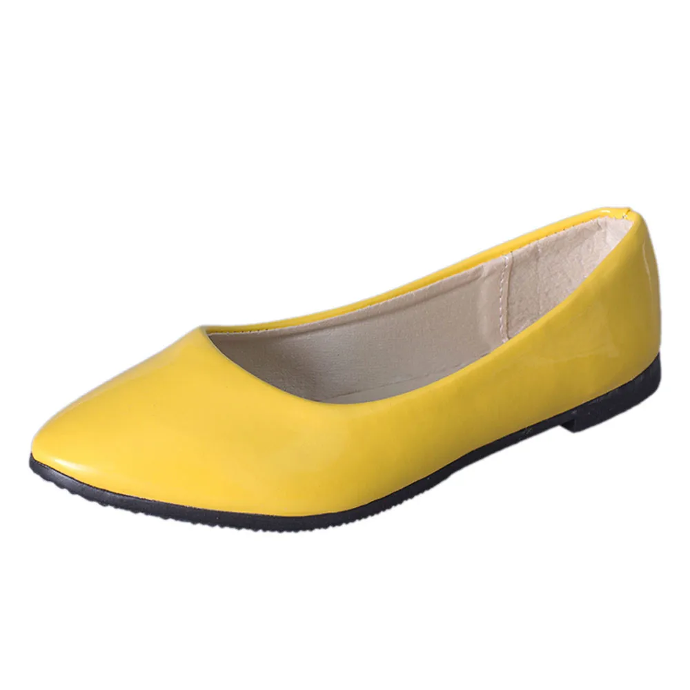 YOUYEDIAN/белые женские туфли на плоской подошве с острым носком; Кожаные слипоны; повседневные лоферы; sapato bico fino mulheres;#25 - Цвет: Yellow