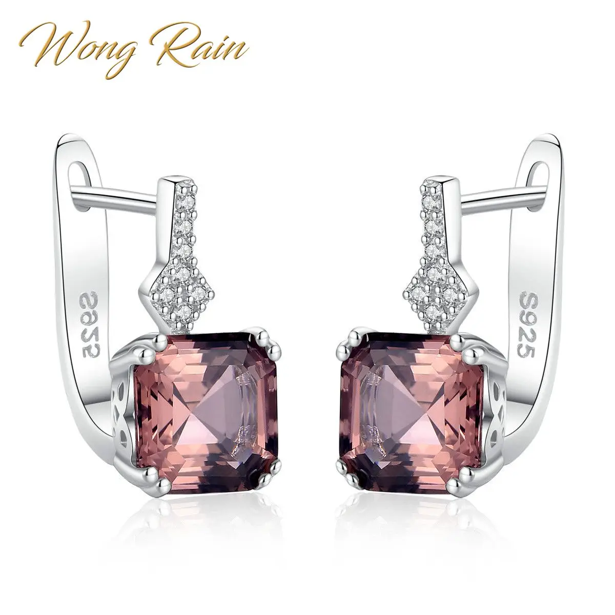 

Wong Rain 100% 925 Sterling Silver Created Moissanite Morganite Gemstone Earrings White Gold Ear Studs Fine Jewelry Wholesale