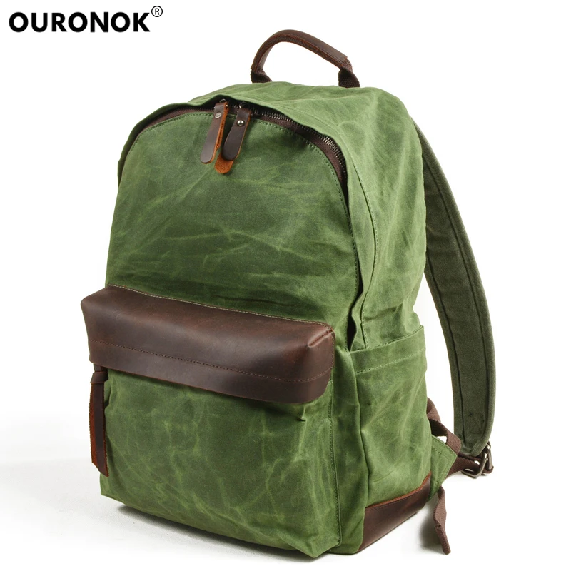 

OURONOK Student School Casual Fashion Unisex Canvas Backpack College Bags Vintage Mochila Rucksack Male Travel Backpacking Bags