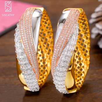 

SISCATHY Trendy Big Hoop Earrings For Women African Korean Style Fashion Cubic Zirconia Earrings Statement Wedding Jewelry