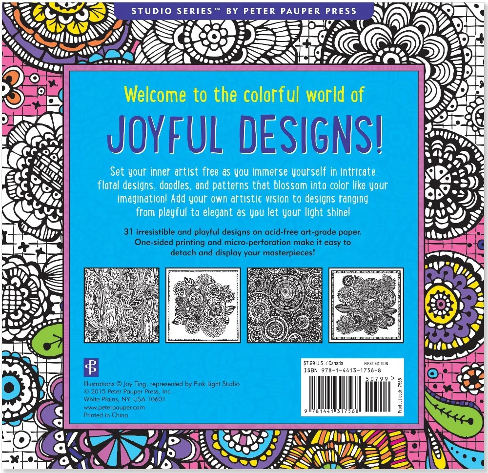 Joyful Designs Artists Coloring Book 31 Stress Relieving English Adult Books Pencil In From Office School