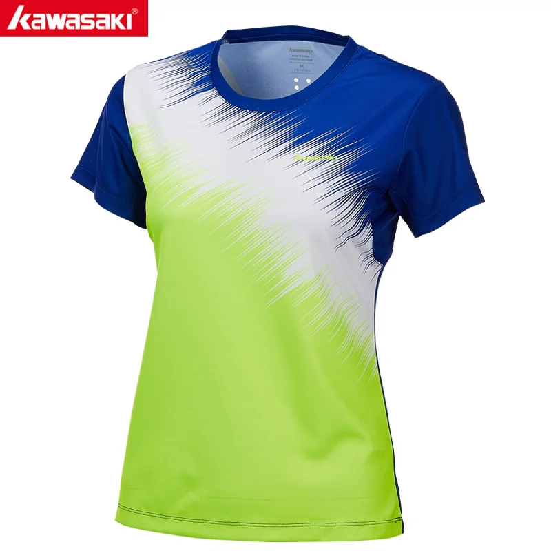 Kawasaki быстросохнущие рубашки для бадминтона для женщин с коротким рукавом и круглым вырезом теннисная футболка женская спортивная одежда спортивная ST-T2026 - Цвет: Темно-синий