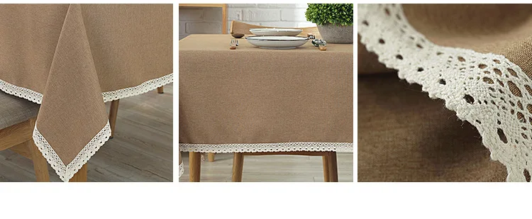 Solid Color Decorative Tablecloth Imitation Linen Lace Table Cloth Dining Table Cover Home Decoration