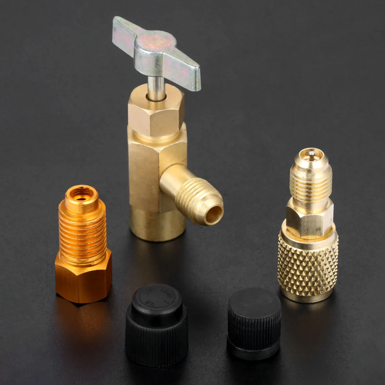 5 шт. R1234yf хладагент Can Tap 1/2 &quotACME LH Female 1/4&quot SAE Male AC флакон инструмент