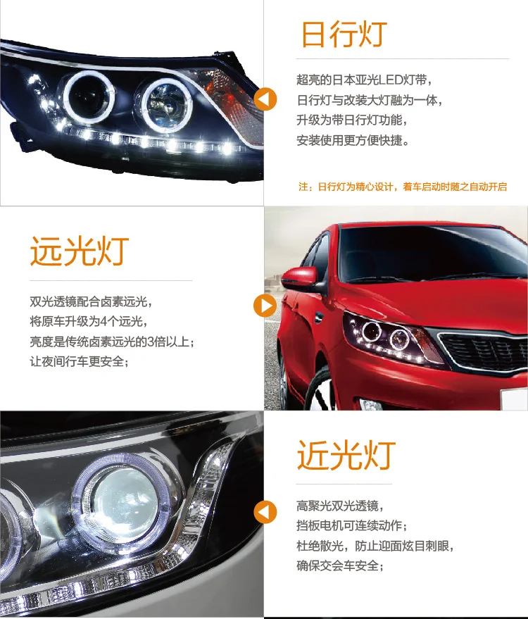 Автомобильный Стайлинг для Kia K2 фары 2011- K2 led фара светодиодный проектор DRL фар H7 Биксеноновая разрядная лампа высокой интенсивности для объектива