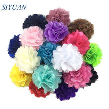 10pcs/lot 2 inch Silk Satin Mesh Flower with Hair Clip Headwear Accessories Solid Summer Color Wedding Decor TH54