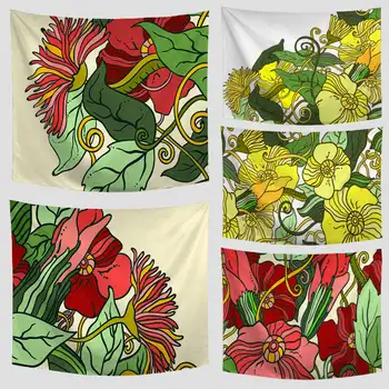 

2018 Hot Sale Watercolor Style Tapestry Summer Room Decoration Blanket Camping Tablecloth Peach Skin Material Custom Wholesale