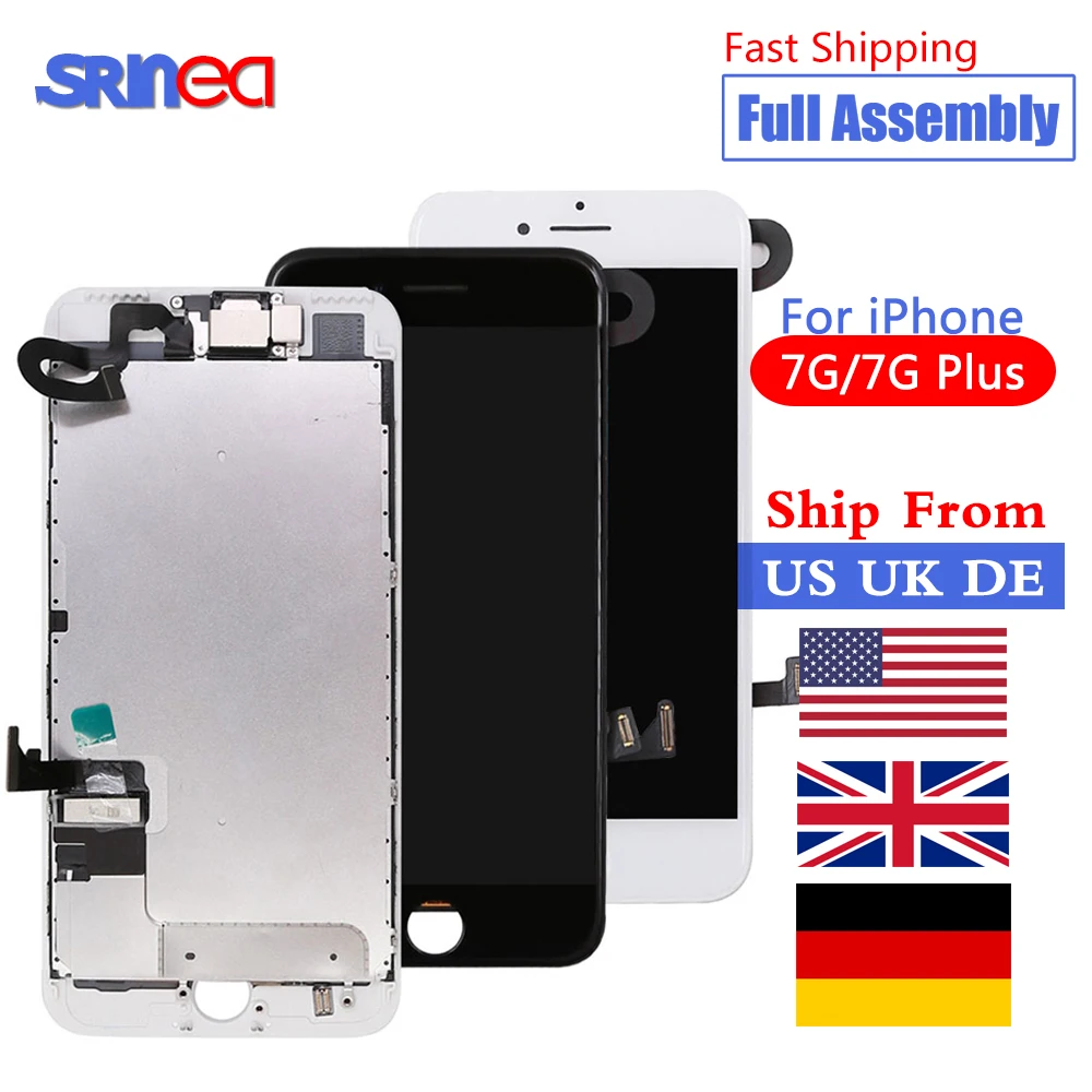 

Full Parts LCD Screen For iPhone 7 7G 7 Plus With Front Camera Earpiece Speaker Display Touch Screen Ship From US UK DE CN