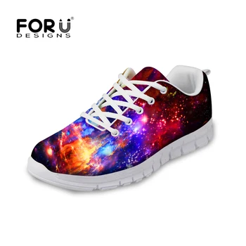

FORUDESIGNS Fashion Women Flat Shoes Stylish Starry Night Galaxy Shoes for Woman Casual Female Lace Up Flats Lady Zapatos Mujer