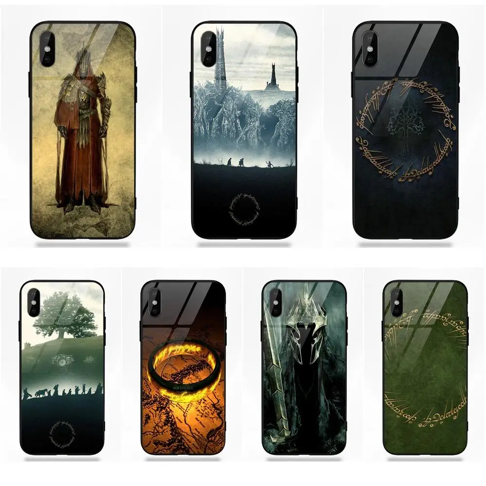 

Vvcqod For Apple iPhone 5 5C 5S SE 6 6S 7 8 Plus X XS Max XR Soft TPU Frame+Tempered Glass Cover Hobbit Lord Of The Ring Lotr