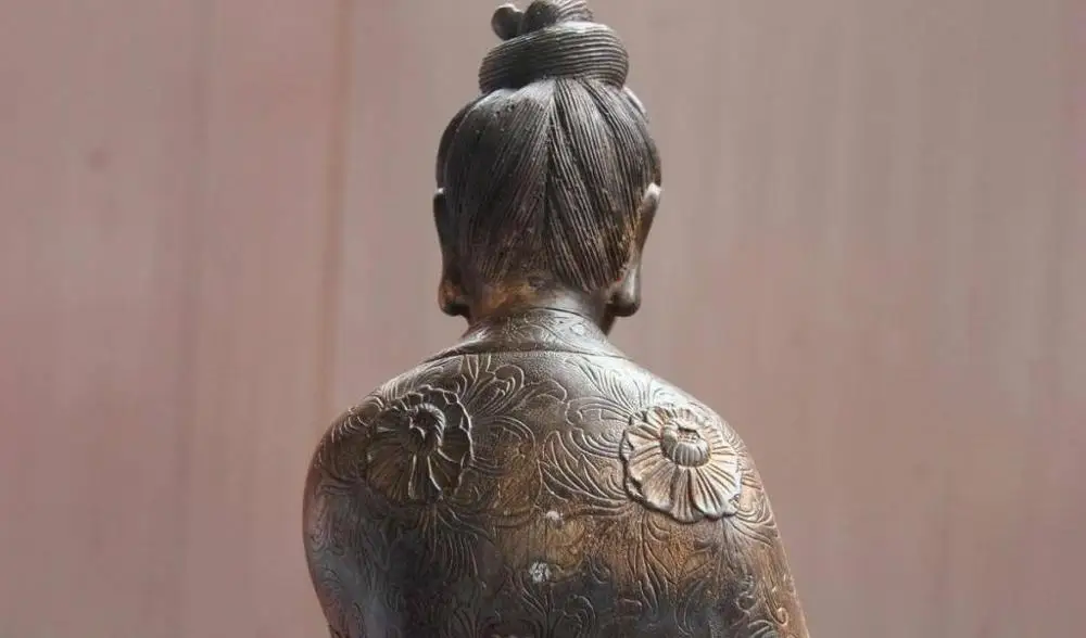 15 китайский бронзовый медный Хризантема freedom Kwan-yin Guan yin Goddess Будда