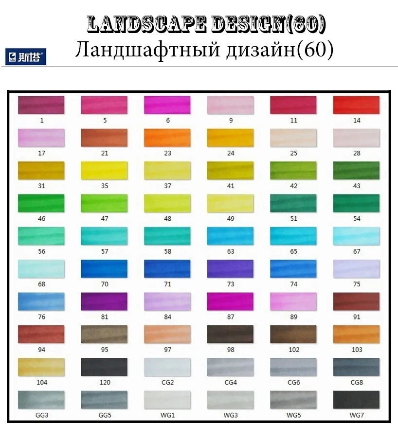 STA 10/30/40/60/80/128 Цвета ручка алкоголь чернила Маркер комплект Dual Head эскиз маркеры кисточки ручка для рисования манга дизайн товары для рукоделия - Цвет: 60 Landscape