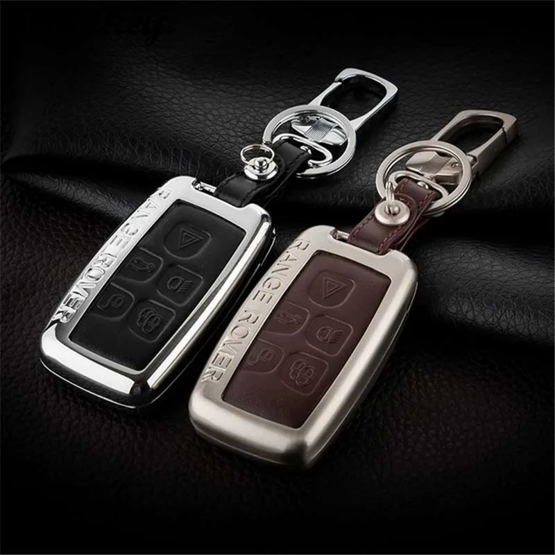 

peacekey Zinc Alloy Leather Key Case Cover For Landrover Range Rover Freelander Evoque Discovery Keychain Case Wallet
