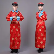 Мужская красная Китайская древняя одежда, косплей одежда, вечерние костюмы на Хэллоуин, костюм трупа-призрака, китайская Династия Цин, воин евнух, Халат