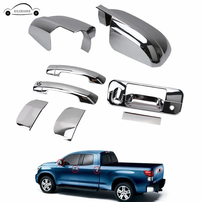 

KOLEROADER Car For Toyota Door Side Rearview Mirror Cover + Chrome Door Handle And Tailgate Cover Tundra Double Cab 2007-2013 //