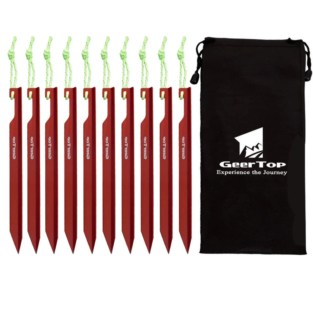 GeerTop Durable Aluminum Tent Stakes Pegs Ultralight Heavy