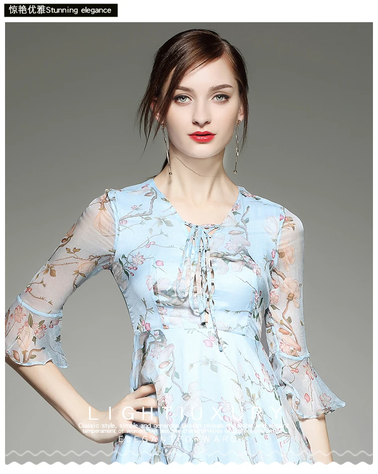 Summer new European and American high end temperament irregular silk