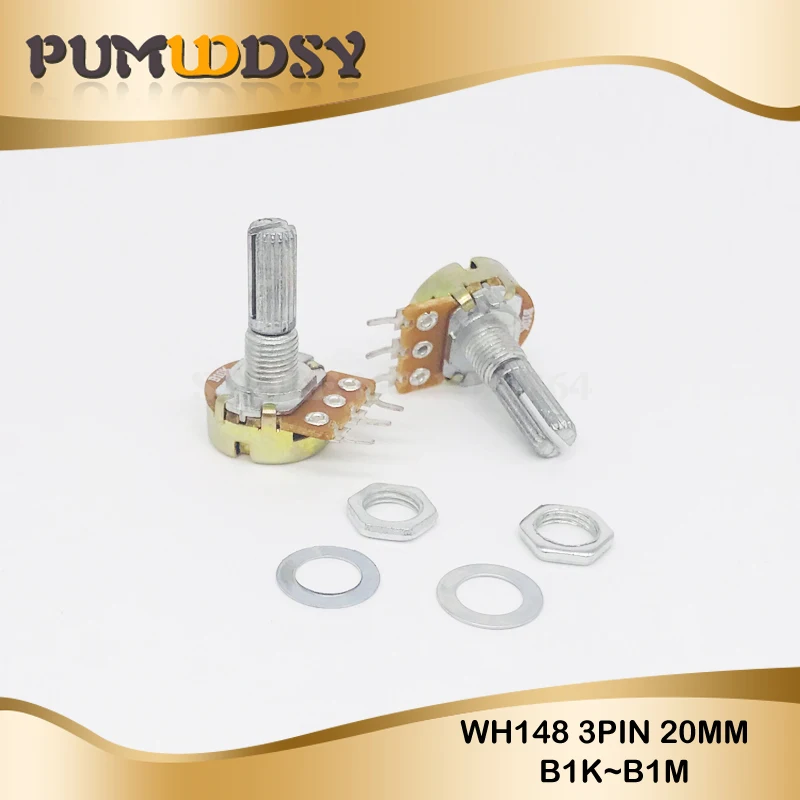 

2pcs WH148 20mm Shaft Amplifier Dual Stereo Potentiometer B1K B2K B5K B10K B20K B50K B100K B500K 3Pin 1K 2K 5K 10K 50K 100K