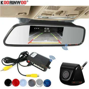 

Koorinwoo Wireless Car Video Parking Sensor 4 Radars Monitor Park Sensor Auto Reverse Led Alarm Rearview camera Metal Black Blue