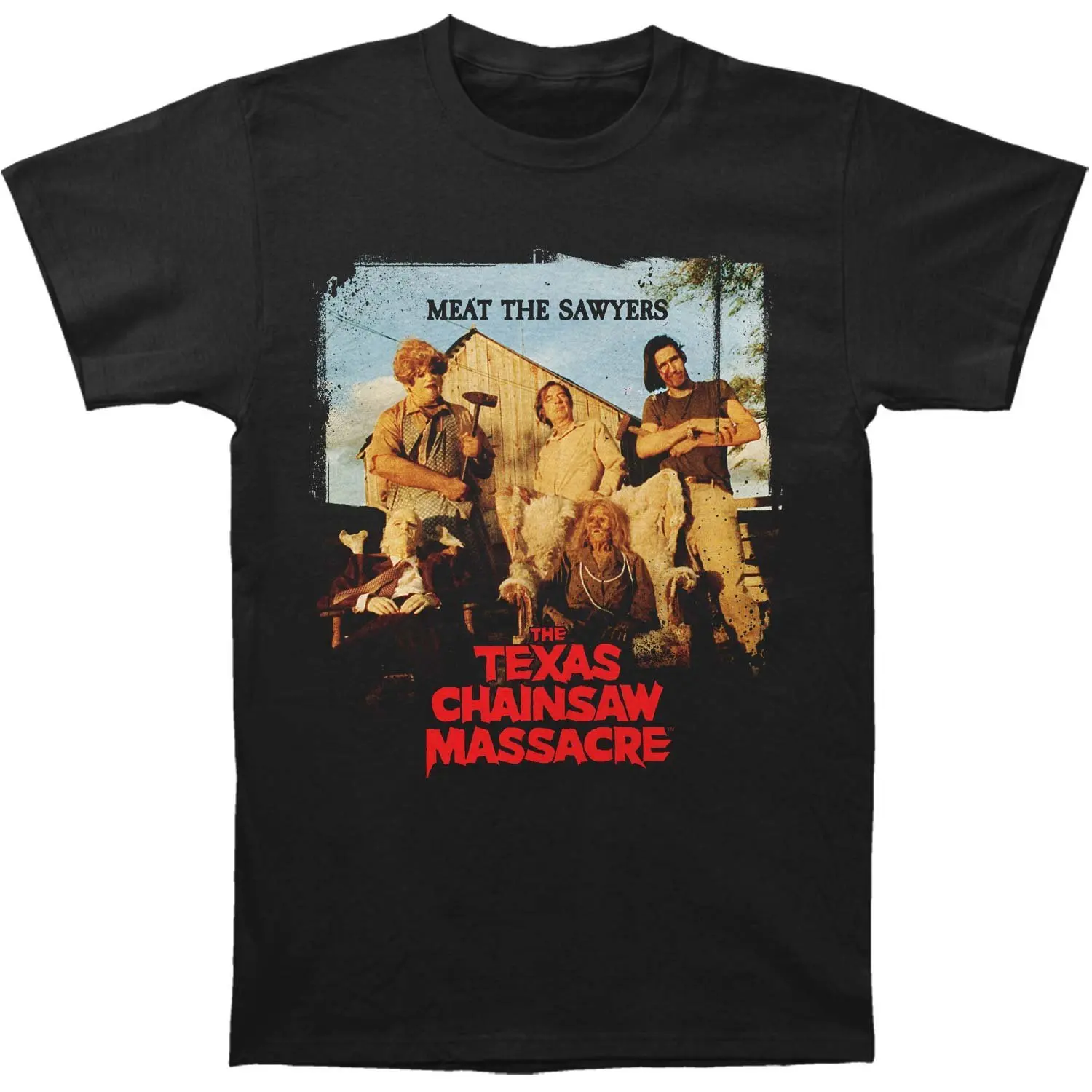 Футболка для взрослых с надписью Texas Chainsaw Massacre Meat The Sawyers, Мужская футболка с коротким рукавом, повседневные с принтом, футболка для мужчин