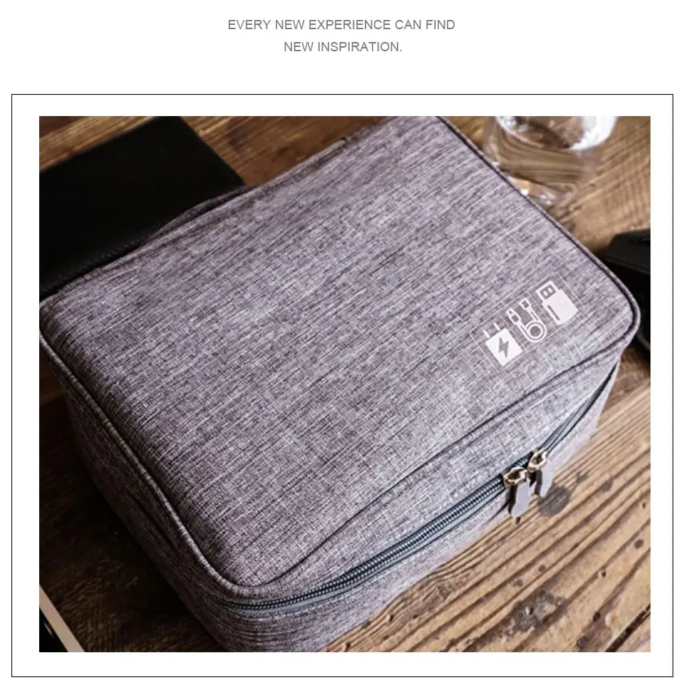 Travel Cable Bag Portable Digital USB Gadget Electronic Accessories Cable Organizer Bag Storage Bags Zipper Polyester Case       (3)