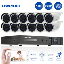 OWSOO Full 720 P 16CH AHD камера видеонаблюдения 1500TVL 12 шт. 720 P Водонепроницаемая камера ночного видения Открытый Onvif AHD DVR комплект