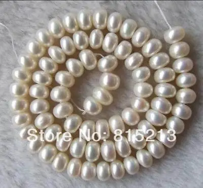 

wb 00145 10PC AA++ 6-8MM White Freshwater Pearl Roundel Beads 15