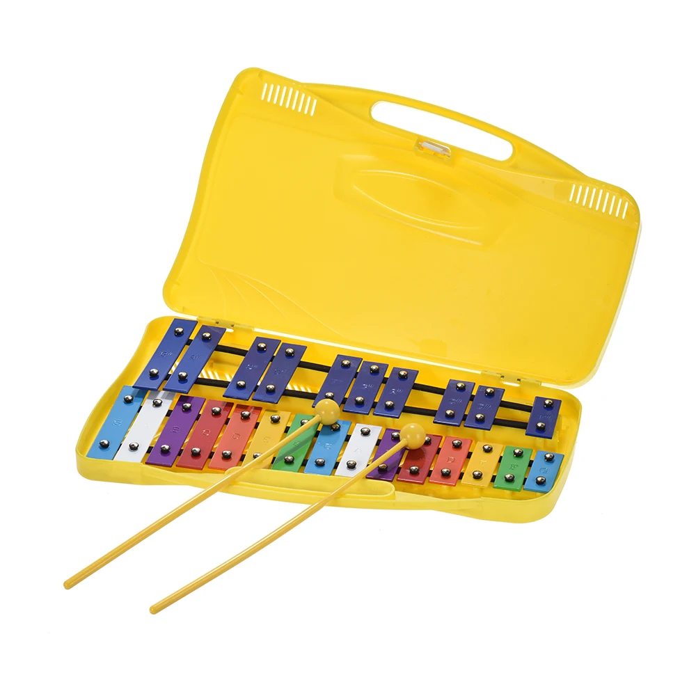 Красочные 25 нот Glockenspiel ксилофон перкуссия ритм музыкальный инструмент игрушка с 2 Mallets Ручной Чехол для детей