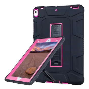 

For 2017 New iPad Pro 10.5 Rugged Armor Tablet Case Cover Kids Baby Safe Shockproof Heavy Duty Silicone+PC Hard Case w/Kickstand