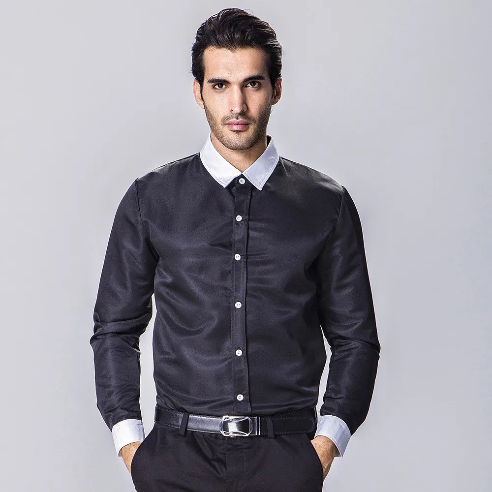 Brand New font b Men s b font Casual font b Shirt b font Social Solid