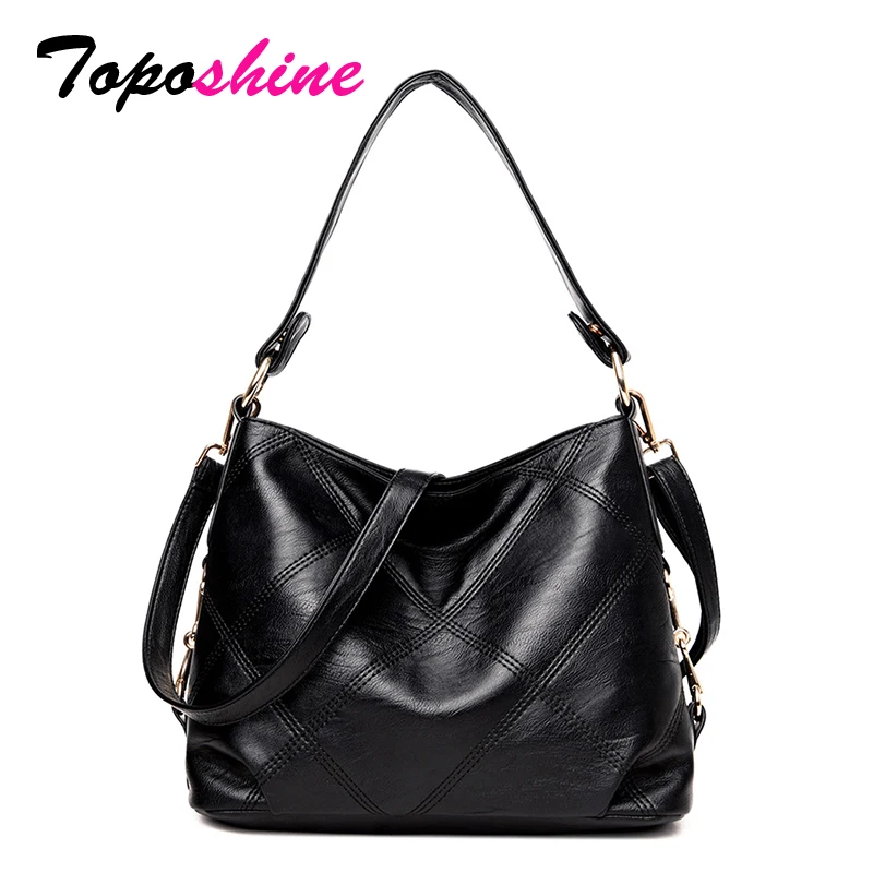 

Toposhine Brand Top Quality PU Leather Women Handbag Casual Elegant Female Shoulder Bag Solid Dress Large Business Lady Tote Bag