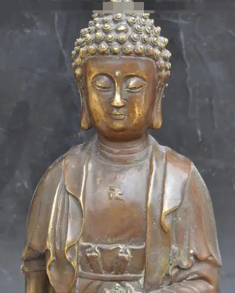 

S1307 18"tibet buddhism fane bronze Stand Lotus sakyamuni Shakyamuni hold lotus statue