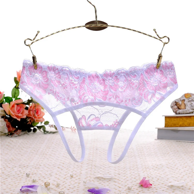 Women Thongs And G strings Lace Transparent Panties For Sex Open Crotch Briefs Erotic Underwear Temptation Floral Sexy Lingerie (6)