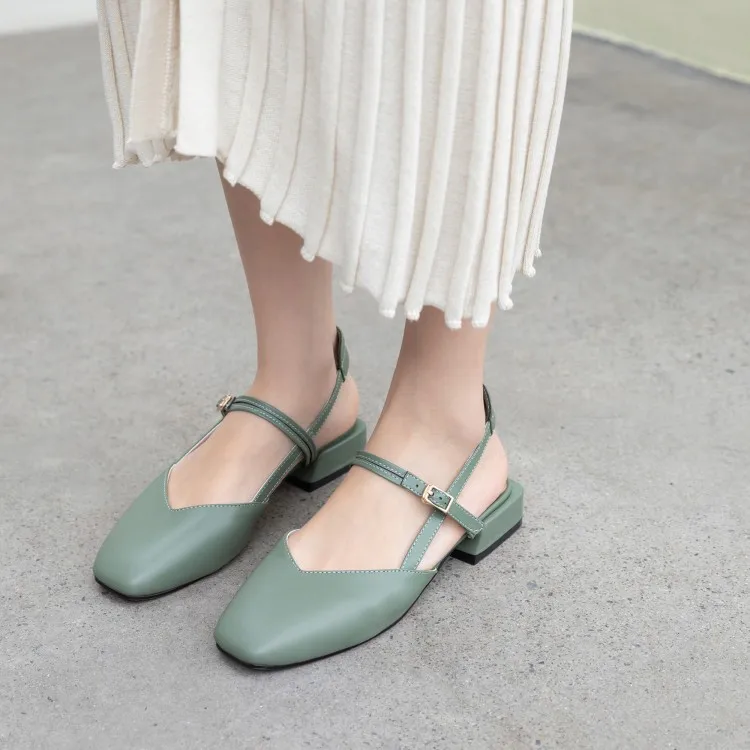 

Big Size 9 10 11 12 high heels sandals women shoes woman summer ladies Square head and rear strap buckle sandals