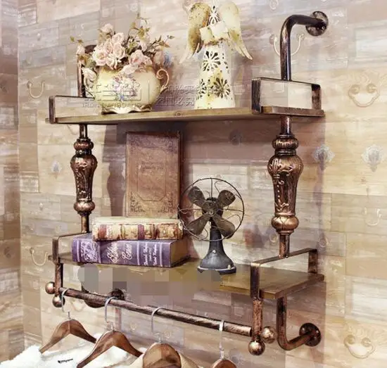 High-end solid wood clothing store display rack. Upper wall side hanging. Children's wear clothes rack..061