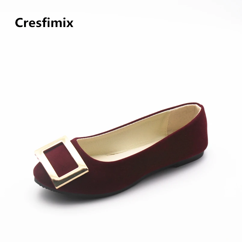 

Cresfimix women fashion spring & summer slip on flat shoes zapatos de mujer lady casual comfortable red wine flats cool shoes