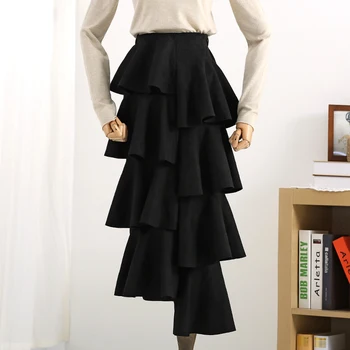 

S-3XL korean fashion skirts spring autumn suede jupe ladies cake skirt femme faldas mujer ball gown