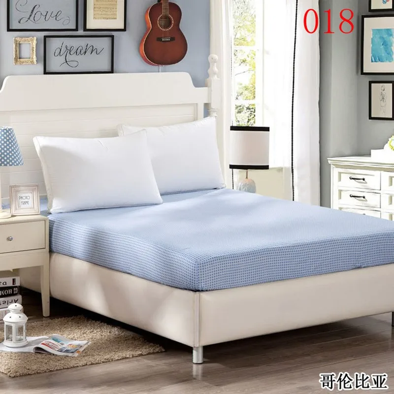 Сине-белые серо-1 шт. хлопок Простыня из одного двухспальная простынь облегающий чехол для матраса близнец полный покрывало для двуспальной кровати простыней на кровать
