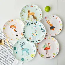 8 Polegada Placa Dos Desenhos Animados tigela de cerâmica Louça de Porcelana Colher de Café Da Manhã Bolo Bandeja de Frutas Pratos Louça Cerâmica(China)