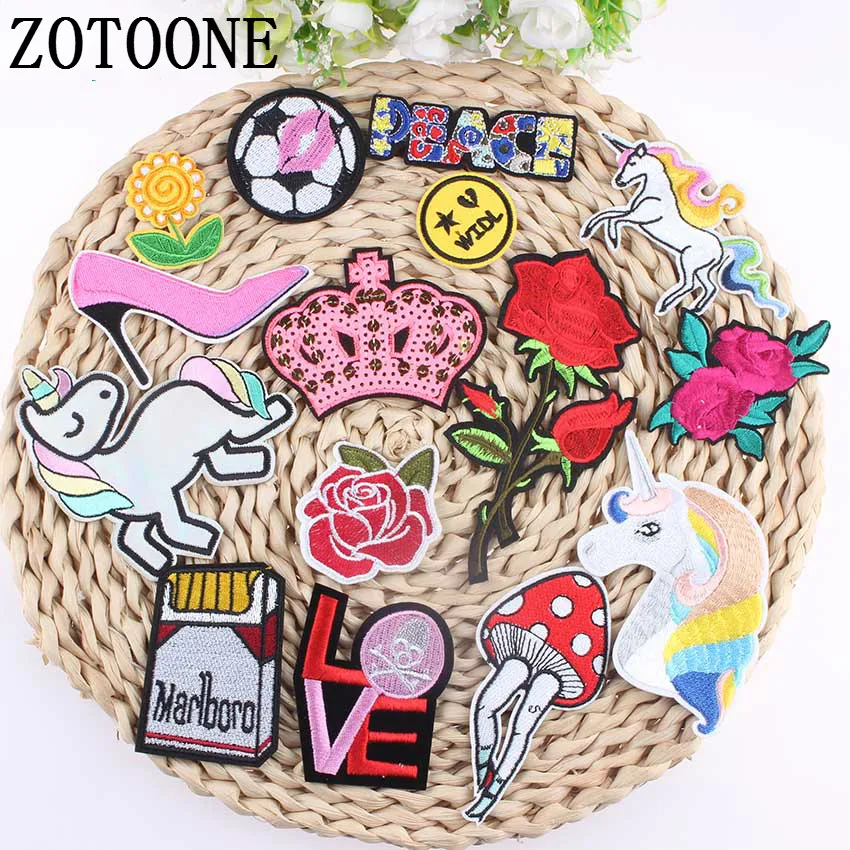 1 шт. забавные патчи ZOTOONE для сигарет Мультяшные футбольные с утюгом красные цветы