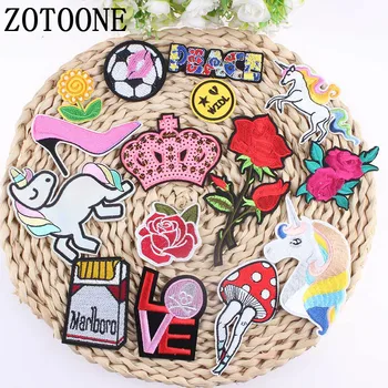 

ZOTOONE 1Pcs Funny Cigarettes Patch Cartoon Football Iron On Patches Red Flowers Embroidered Appliqued Stickers For Kids Hat C