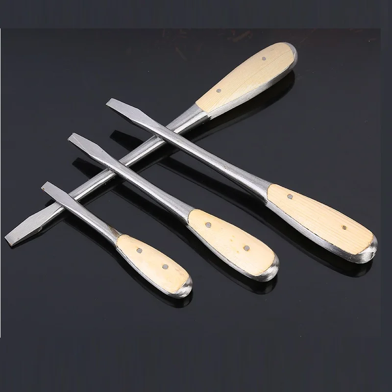 4pcs Slotted Screwdriver Set Wooden Handle 6" 8" 10" 12" 150mm 200mm